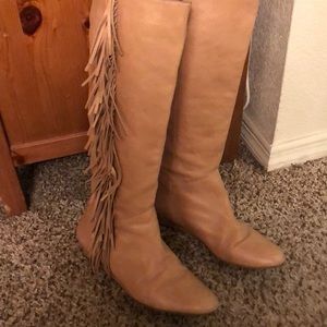 Steve Madden Shakeit fringe tall boots tan leather